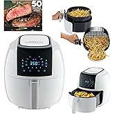 GoWISE USA XL 8-in-1 Digital Air Fryer with Recipe Book, 5.8-Qt, 1700 Watts, White