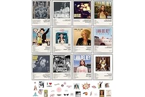 Unique America 12 Pcs|Posters, Album Cover Posters, Lana Del Ray,Music Posters, Album Covers For Wall Decor,Lana Del Rey Posters 12x16” Total 12 Lana Del Rey Poster & 25 Stickers White Design Unframed