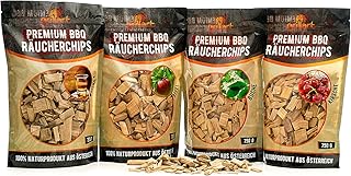 grillart® Premium BBQ Räucherchips Mix 4er XL Set für das besondere Raucharoma – sehr rauchaktives Räucherholz/Holzhackschnitzel – Vorteilspack 4X 750g Beutel