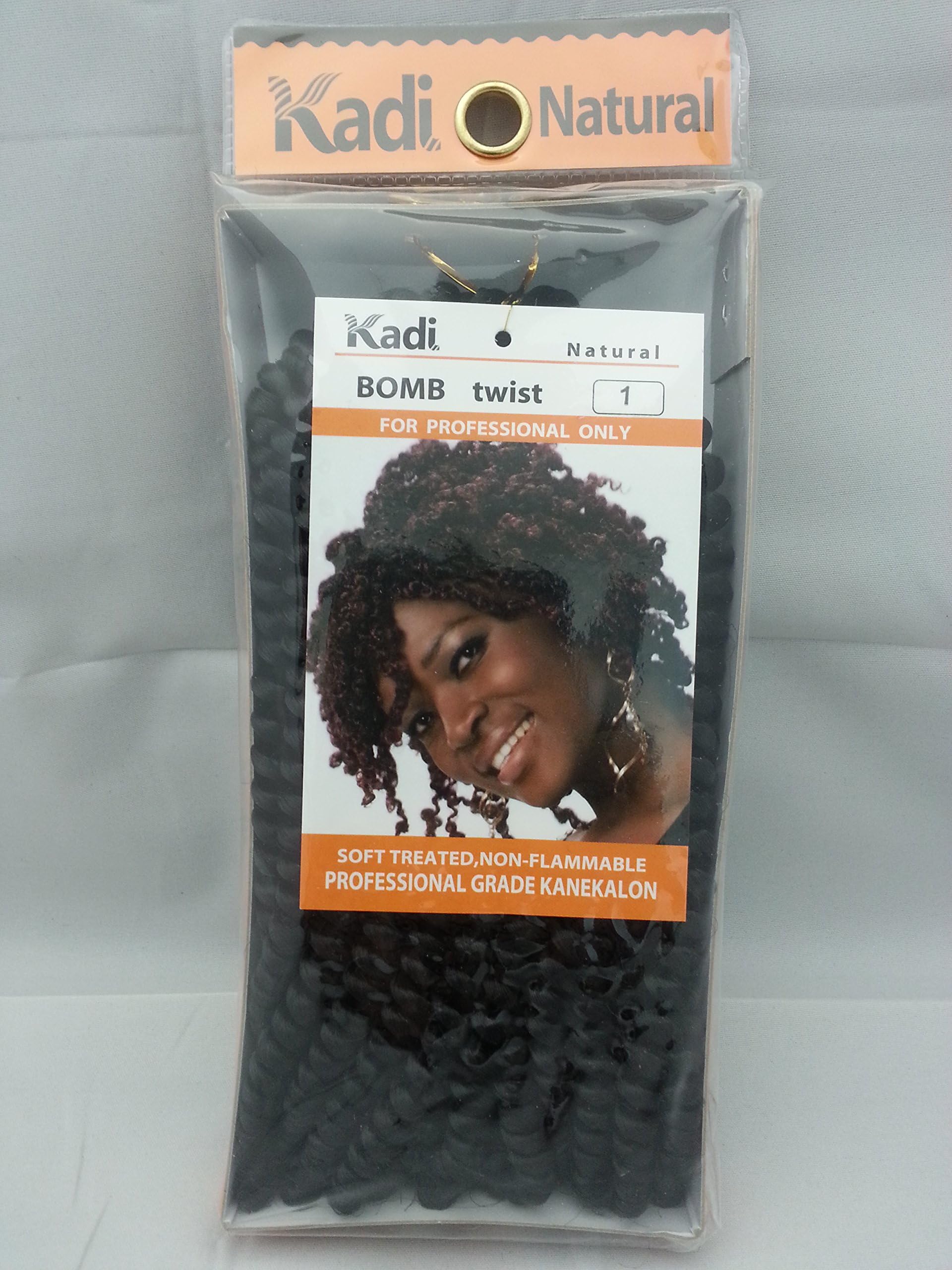 Kadi Natural Braiding Style, Hair Extension, Professional Grade Kanekalon (1 - Jet Black, BOMB TWIST)