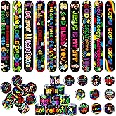 Frienda 60 Pcs Religious Gifts Christian Slap Bracelets with Badges Christian Gifts for Kids Jesus Love You Wristbands Bracelets for Vbs Sunday School Supplies Birthday Party Favors(Jesus)