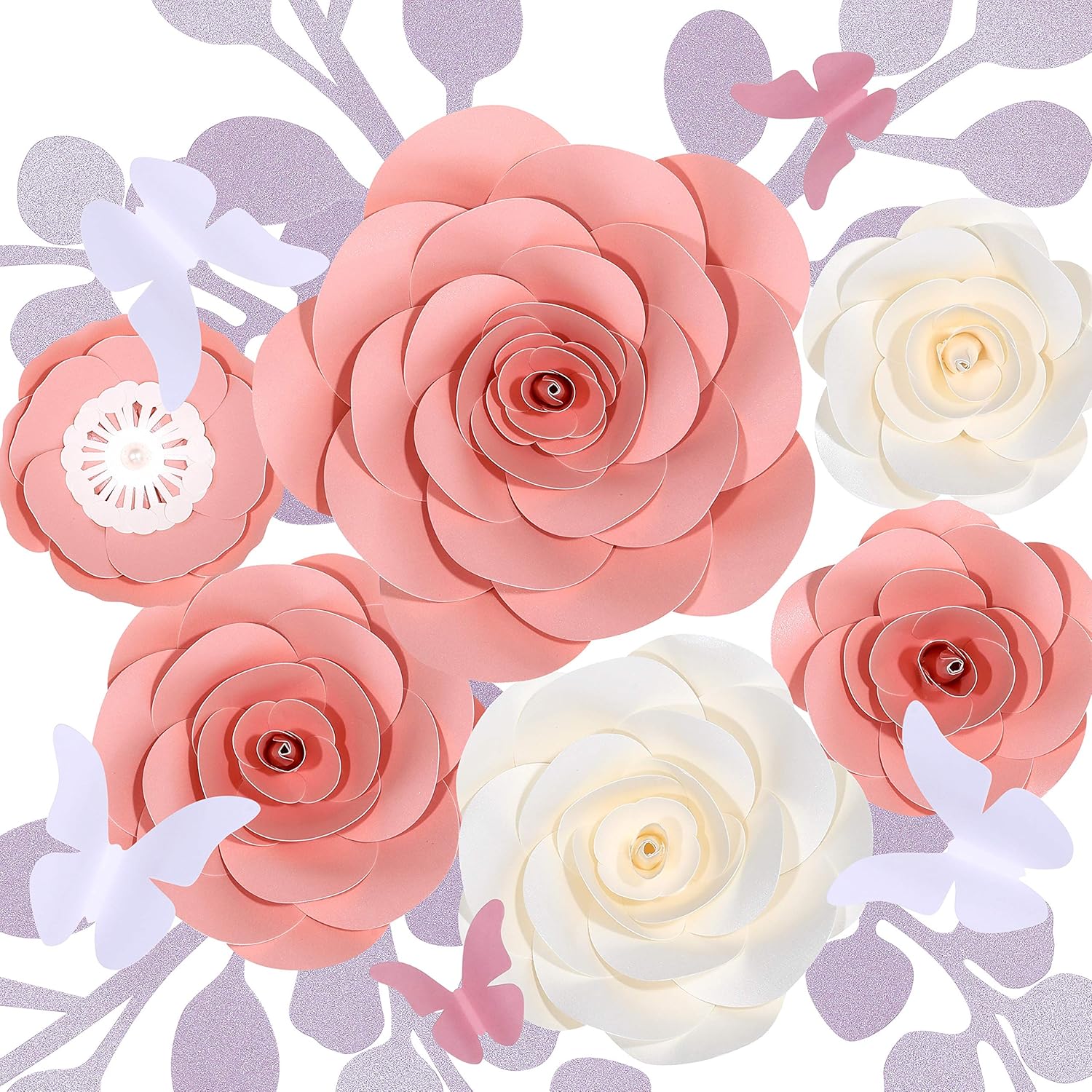 Amazon Com Fonder Mols Large 3d Paper Flowers Box Set For Wedding Bouquet And Table Centerpieces Decoration Forever Artificial Flower Arrangements Backdrop For Bridal Shower Decor Kitchen Dining