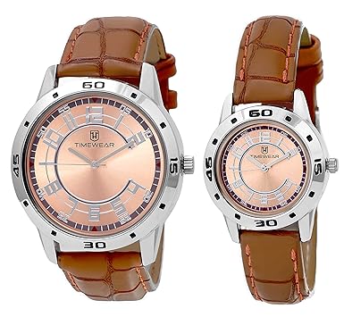 Timewear Analog Brown Dial Unisex Couple Watch - 903Bdtcouple
