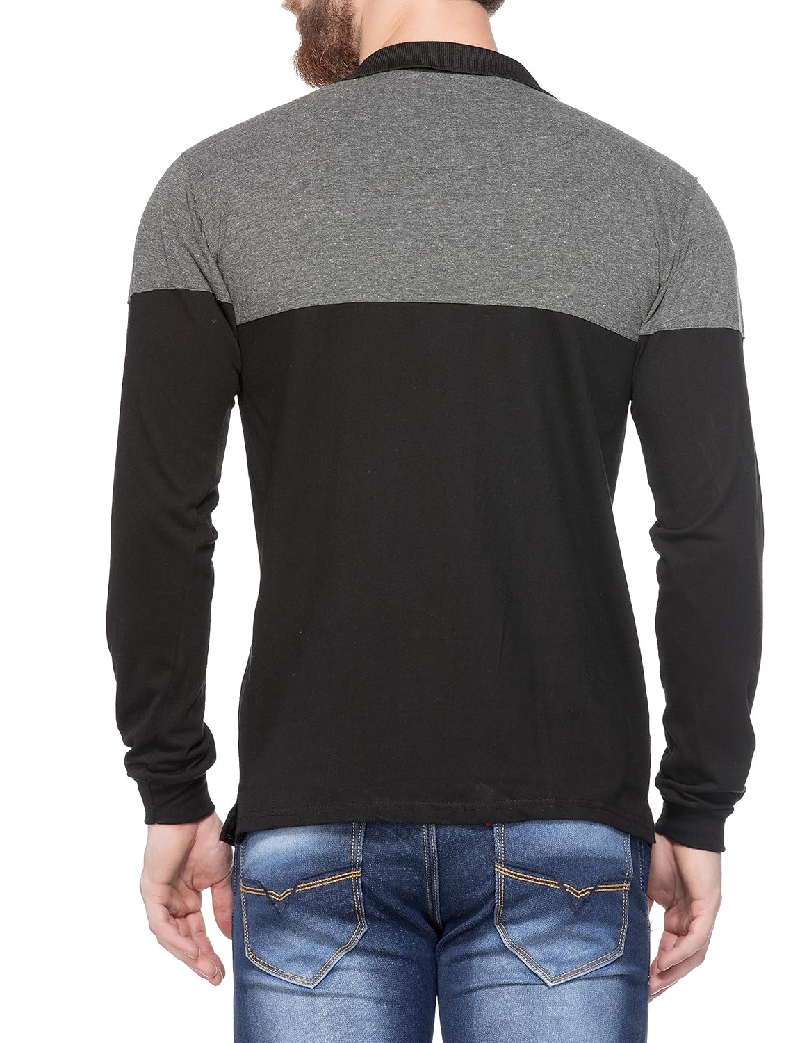 v3squared men's cotton full sleeve t-shirt grey and black