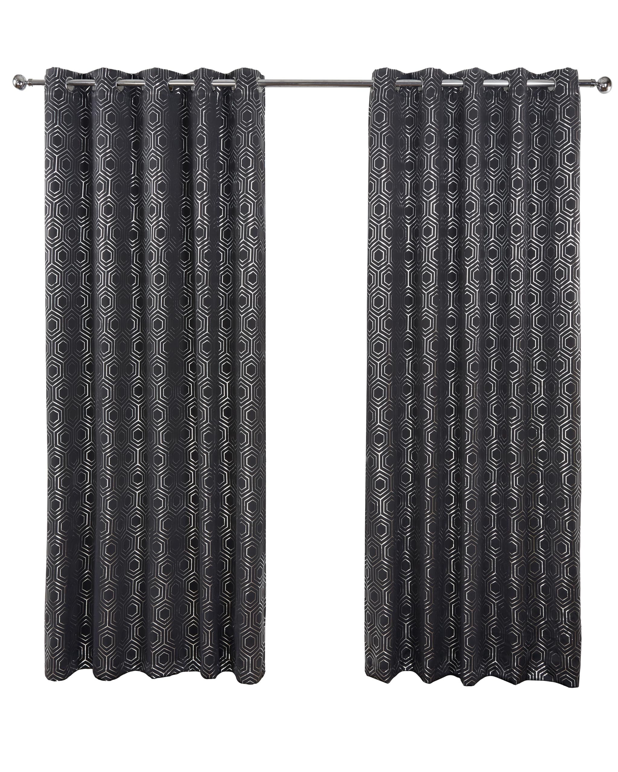 Emma Barclay – Blackout Curtains for Bedroom Living Room Thermal Insulated Woven Eyelet Geometric Blackout Curtains Hartford Collection (90” x 72” Inch)(Charcoal)