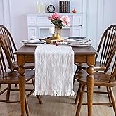 Simple&Opulence Linen Cotton Table Runner - 14 x 72 Inch, Farmhouse Linen Table Runner with Fringed Edges for Bohemian Rustic Wedding, Bridal Shower, Dinner ( Linen )