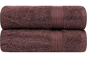 Ample Decor Hand Towel for Bathroom 18 X 28 Inch 600 GSM 100% Cotton, Soft Absorbent - 2 Pcs Brown