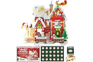 FLYART Advent Calendar 2023 Building Blocks Kit - Christmas Cottage, 24 Boxes 1393 Pcs Christmas Countdown Calendar Building Toys, Christmas Toy Building Sets Christmas Gifts Decorations for Boys Girls