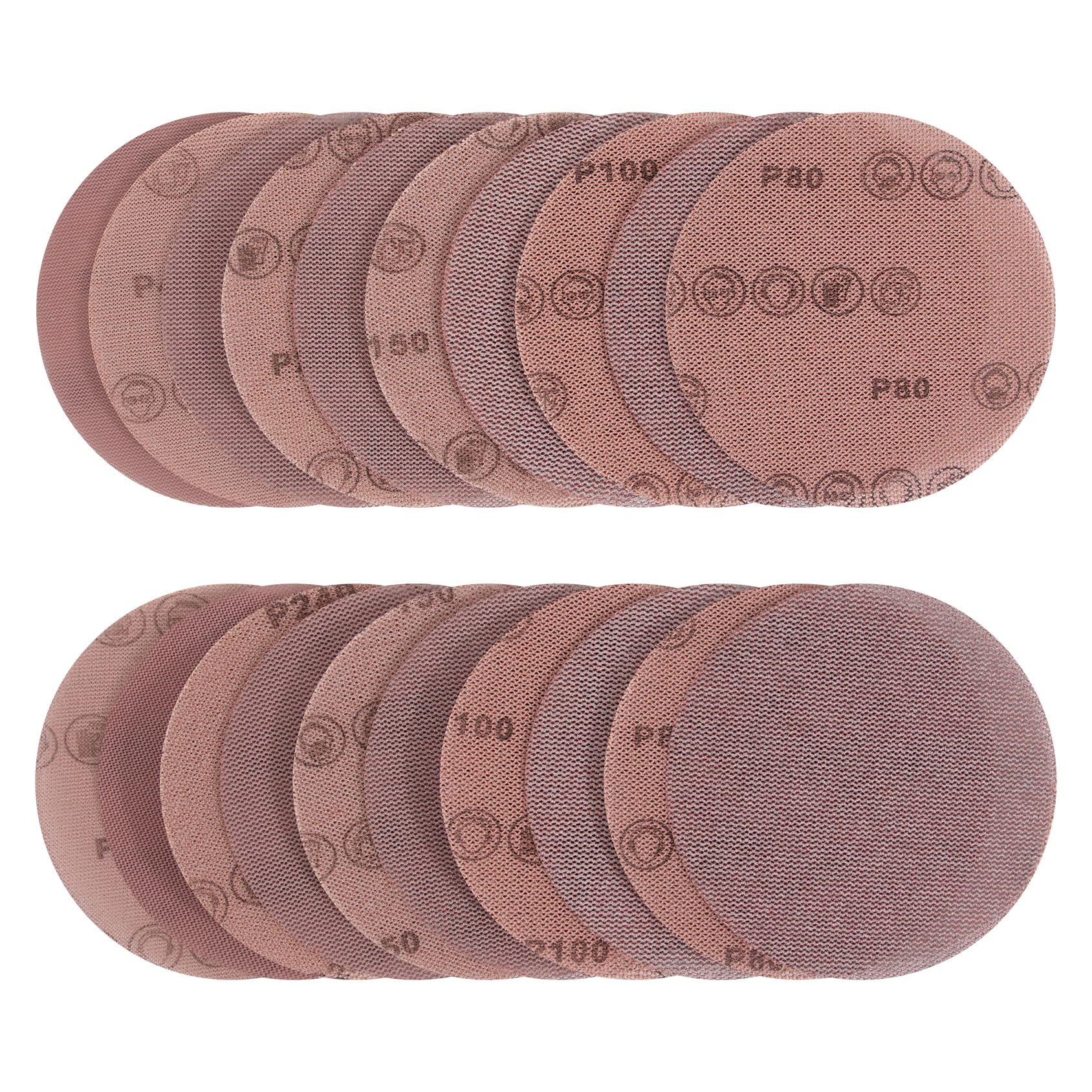 Kcmell 25 Pcs 125mm Mesh Sanding Discs Hook & Loop 80/100/150/240/400 Grit, Dust Free Round Mesh Sanding Discs Pads Anti-Clogging Grinding Polishing Sandpaper for Car, Wood and Furniture