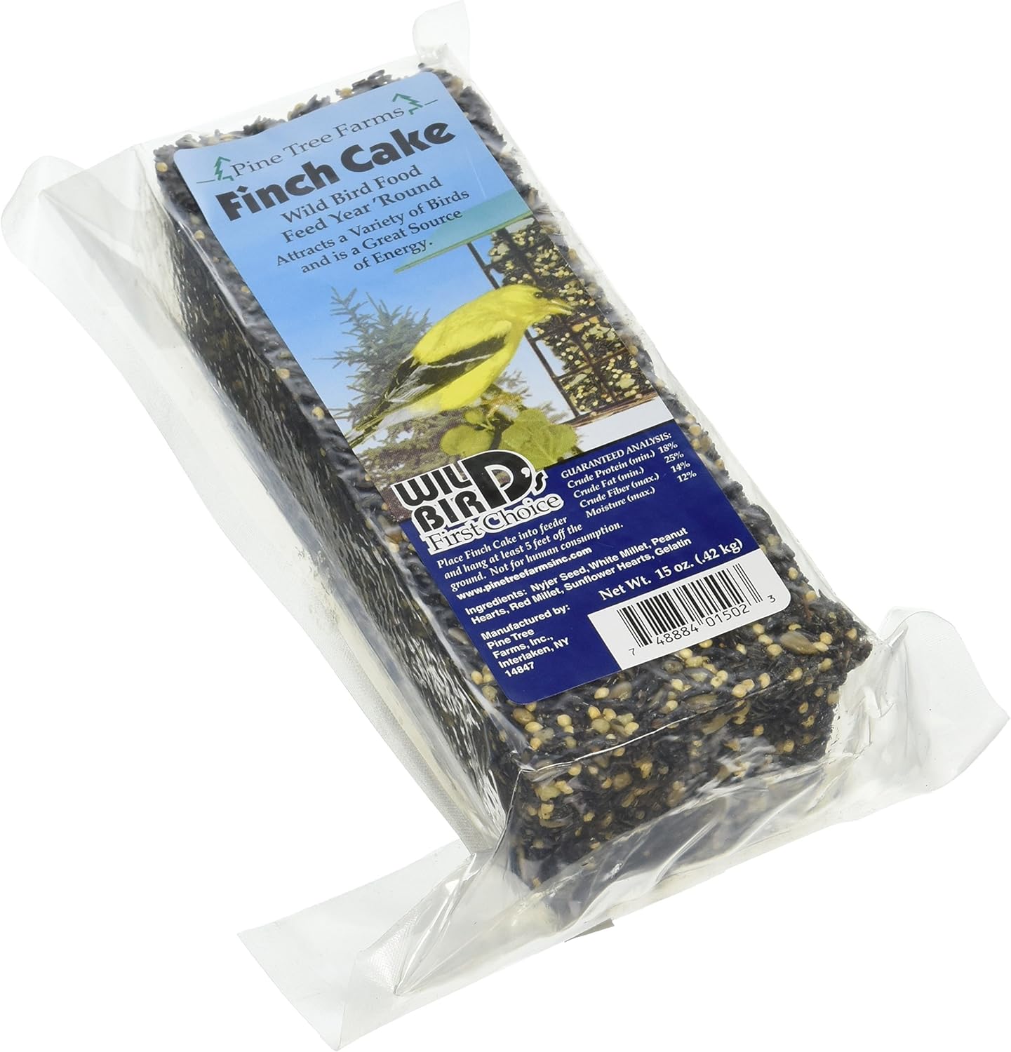 Pine Tree 1502A FInch Wild Bird Seed Cake, 15-Ounce