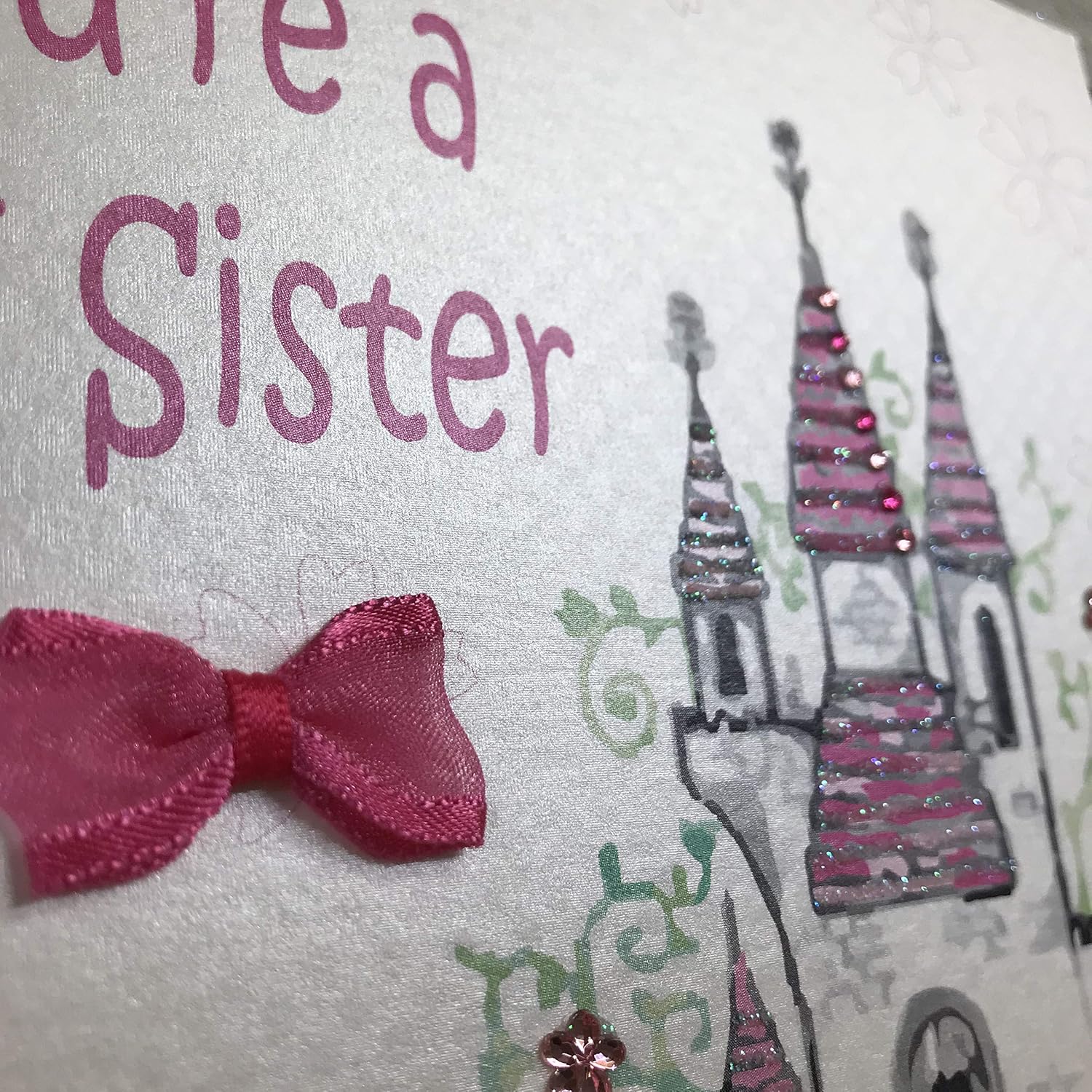 White Cotton Cards Princess Castle You’re a Big Sister Handmade New Baby Card, GL225, 16cm x 16cm - Image 3
