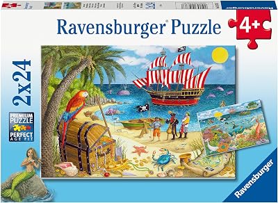 Ravensburger Pirates and Mermaids Jigsaw Puzzles for Kids 4+ 2x24 Pieces