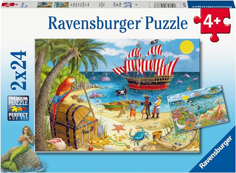 Ravensburger Pirates and Mermaids Jigsaw Puzzles for Kids 4+ 2x24 Pieces