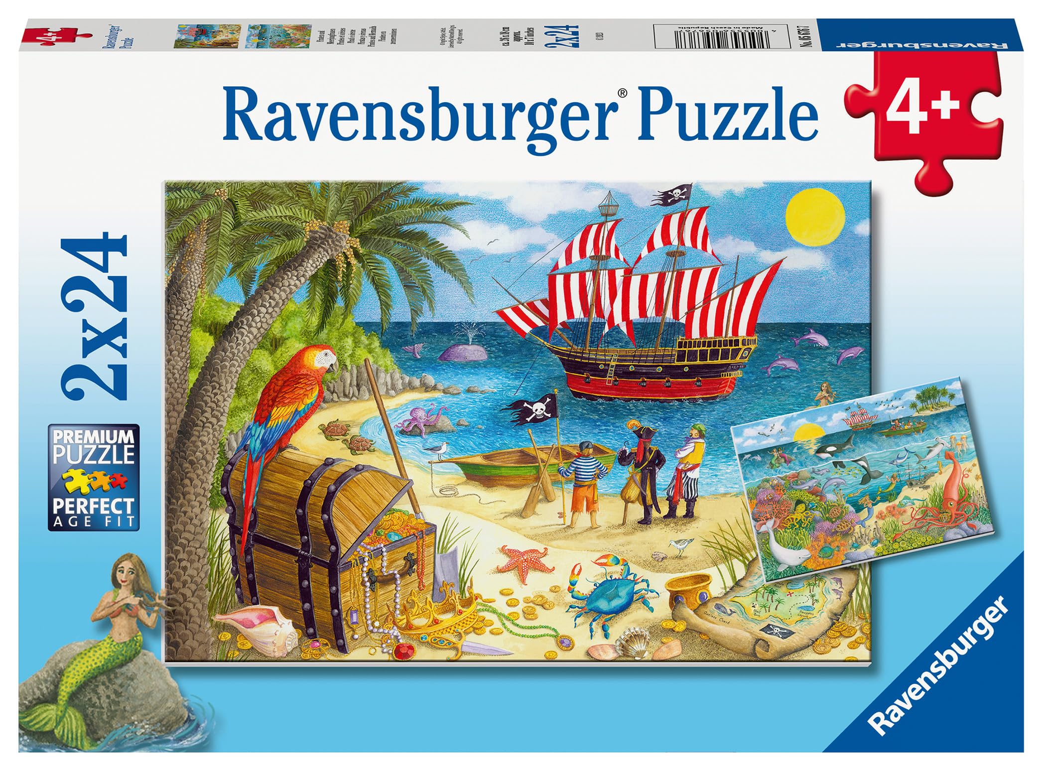 Ravensburger Pirate & Mermaids Jigsaw Puzzles for Kids Age 3 Years Up - Toddler Toys - 2x 24 Pieces
