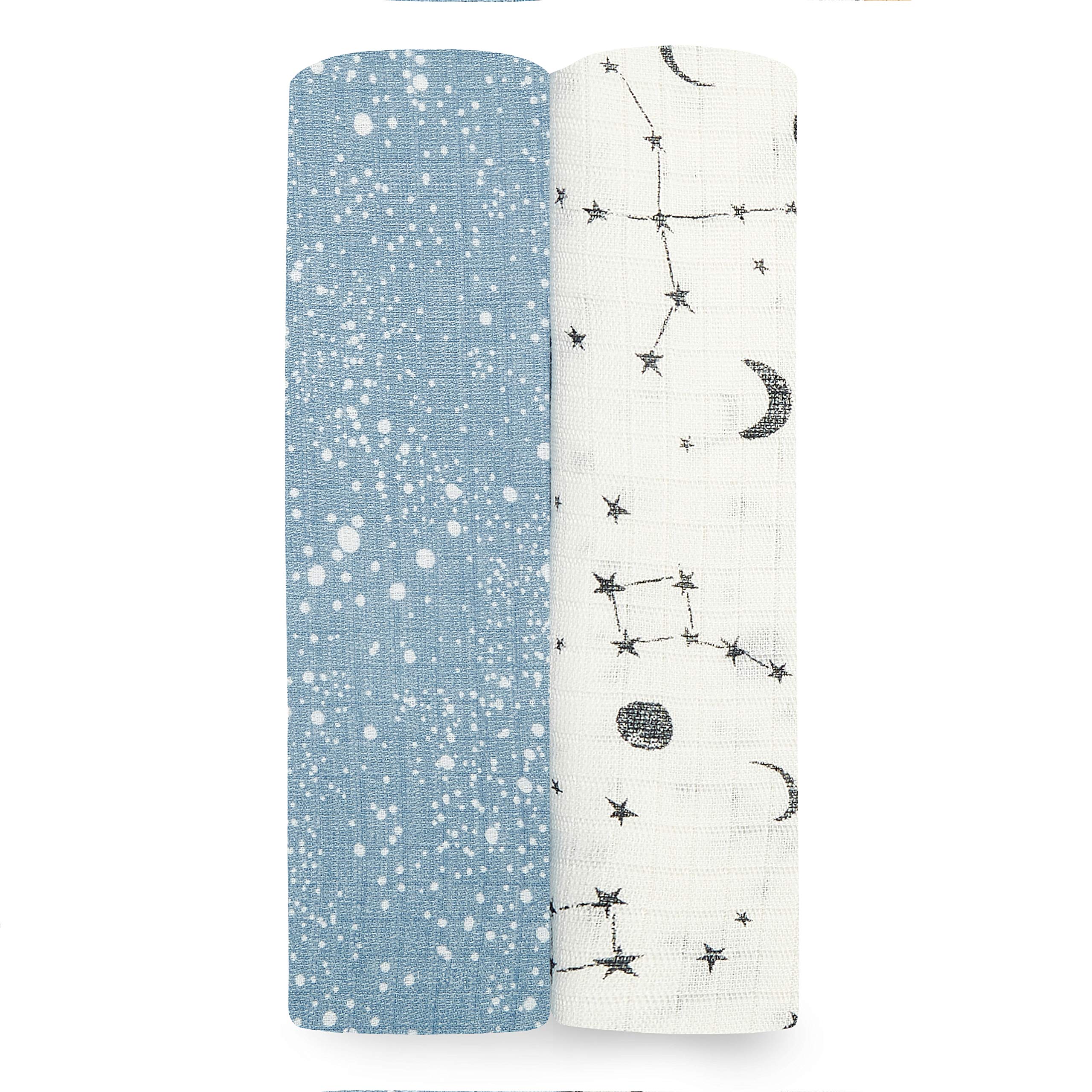 aden + anais Aden Silky Soft Swaddle Baby Blanket, 100% Cotton Bamboo Muslin, Large 44 X 44 inch, 2 Pack, Cosmic Galaxy