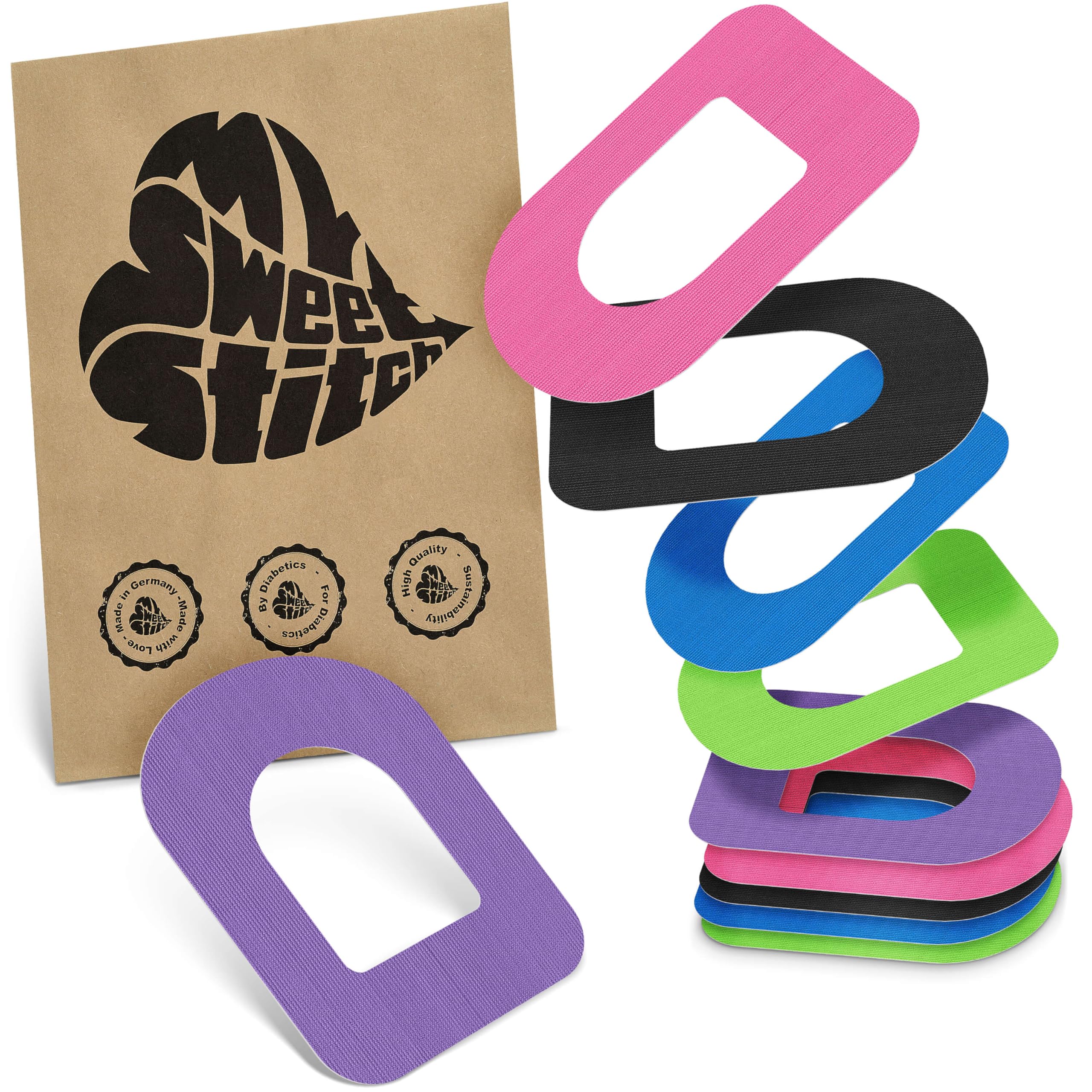 MySweetStitch - 10 x Omnipod Patches, Ring Patch Ø 95 x 72mm, Waterproof, Breathable, Skin-Friendly, Made in Germany, Rainbow