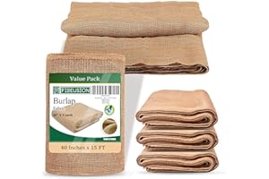 FIBEUSION Burlap for Gardening 40" x 15 Feet - Multipurpose Natural Burlap Fabric - High Density Jute Fiber Suitable for Weed Barrier, Frost Guard for Gardening, Home Decorations and Crafts