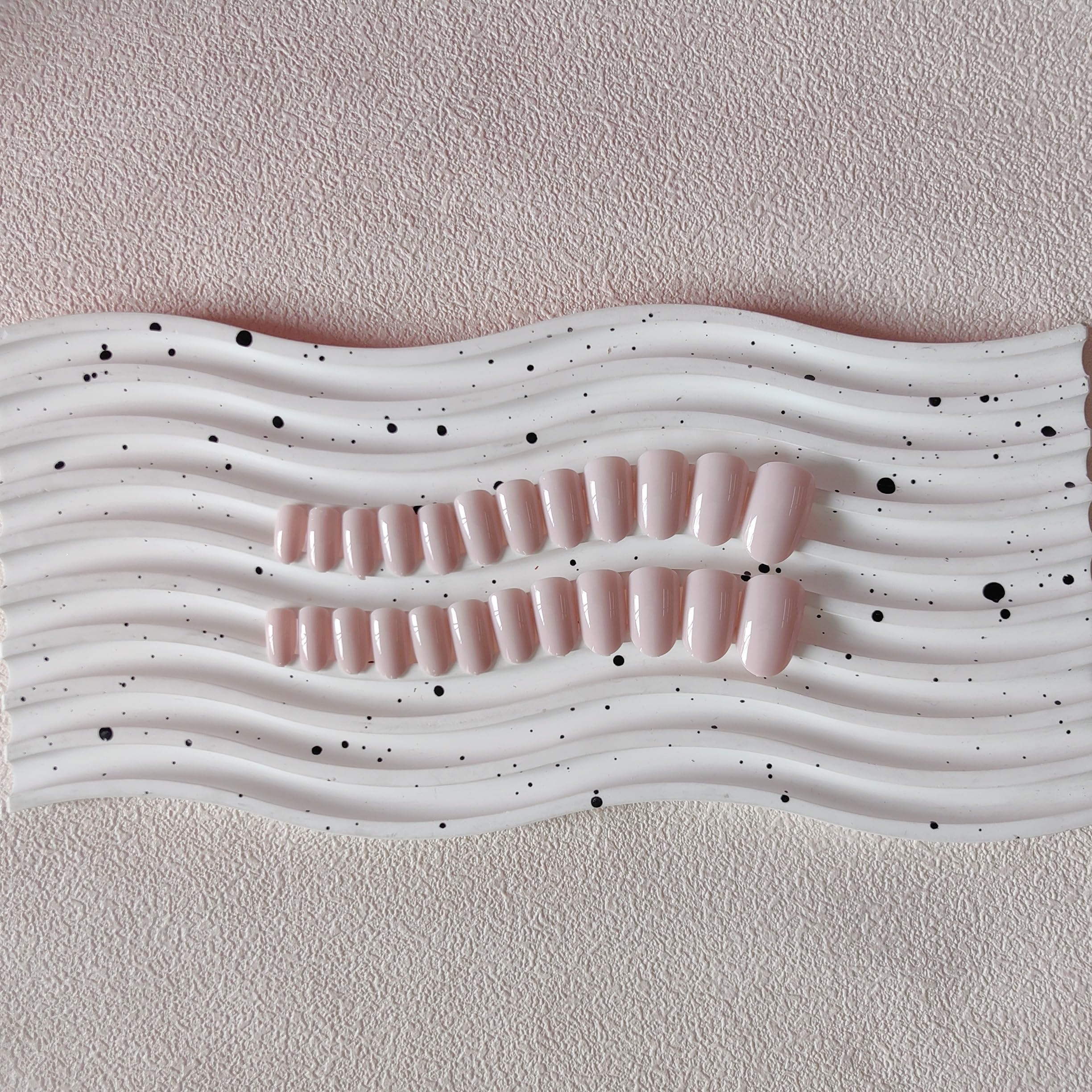 Dusty Baby Pink Press on Nails Short Oval Round Nails Glue on, SXVME Short Fake Nails Press ons, Acrylic False Nails Handmade of Gel, Best Thick Natural Almond Nails for Big & Petite Fingers, 24Pcs - Image 6