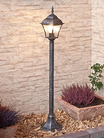Rustikale Wegeleuchte E27 Silber Antik Glas Regenfest 106cm Hoch Standleuchte Garten Einfahrt Terrasse Amazon De Beleuchtung