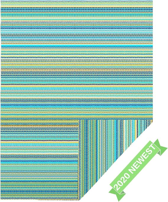 JBGO Reversible Woven Outdoor Rug, 4' x 6' Lightweight