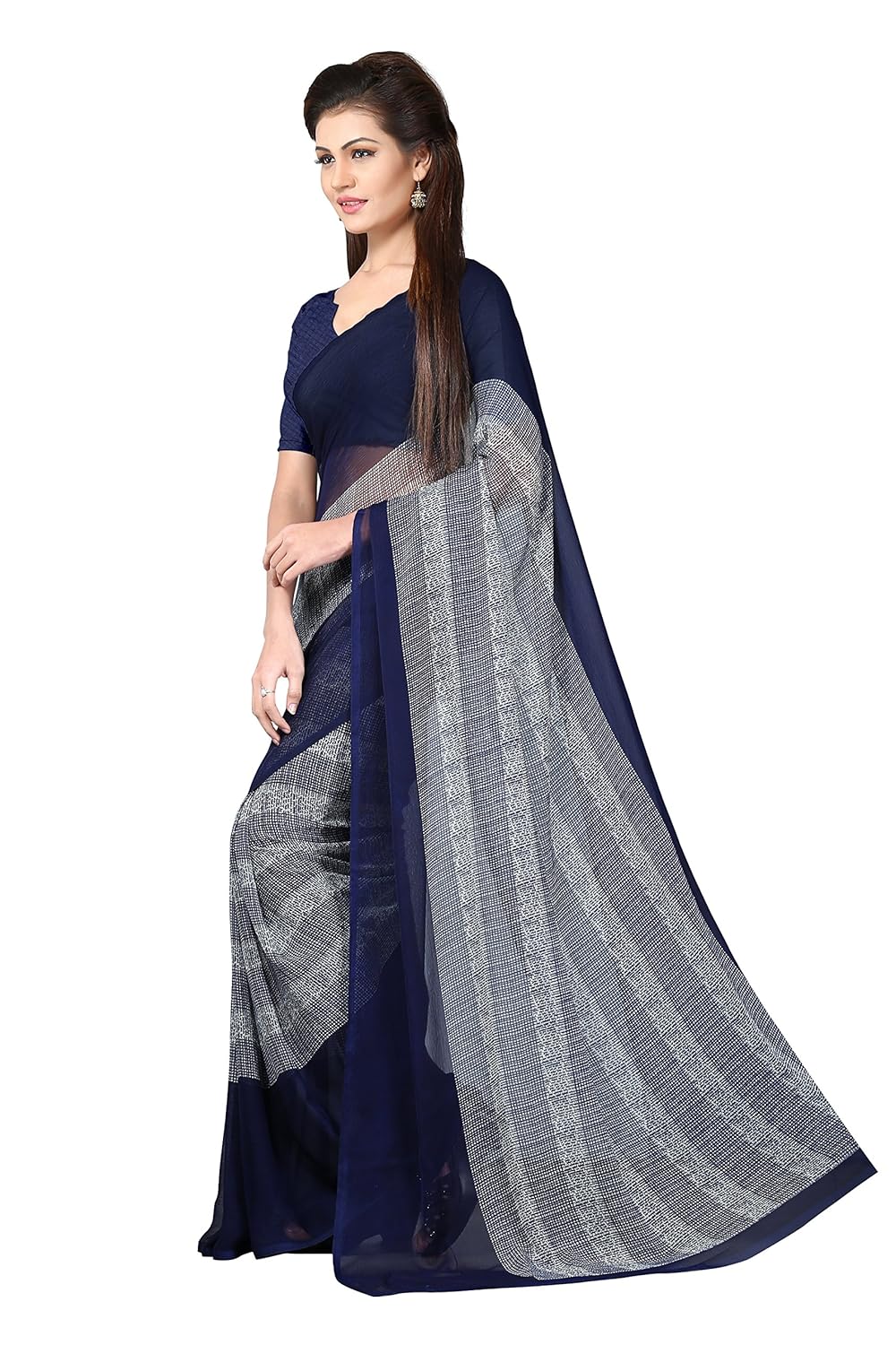 oomph! women's chiffon saree with blouse piece