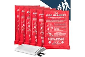 OHZOIRIC Fire Blankets Emergency for Home, Fire Blankets to Smother a Kitchen Fire, 40” x 40” Emergency Fire Blanket 6 Pack, Fiberglass Fire Blanket for Kitchen, Camping, Car, Picnic, Fireplace