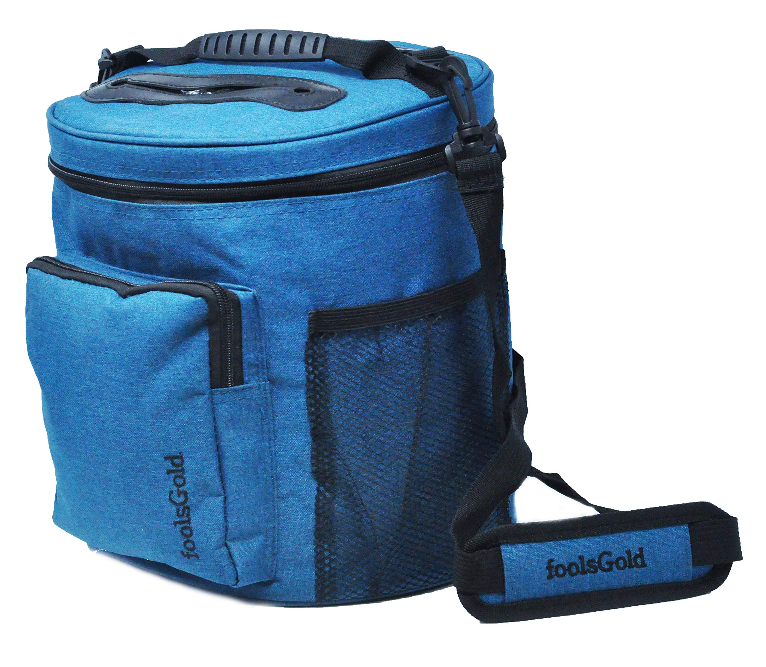 foolsGold Pro Easy Carry Dual Slot Knitting Bag for Wool and Yarn with 2 Organiser Sections and Zip Pocket - Teal