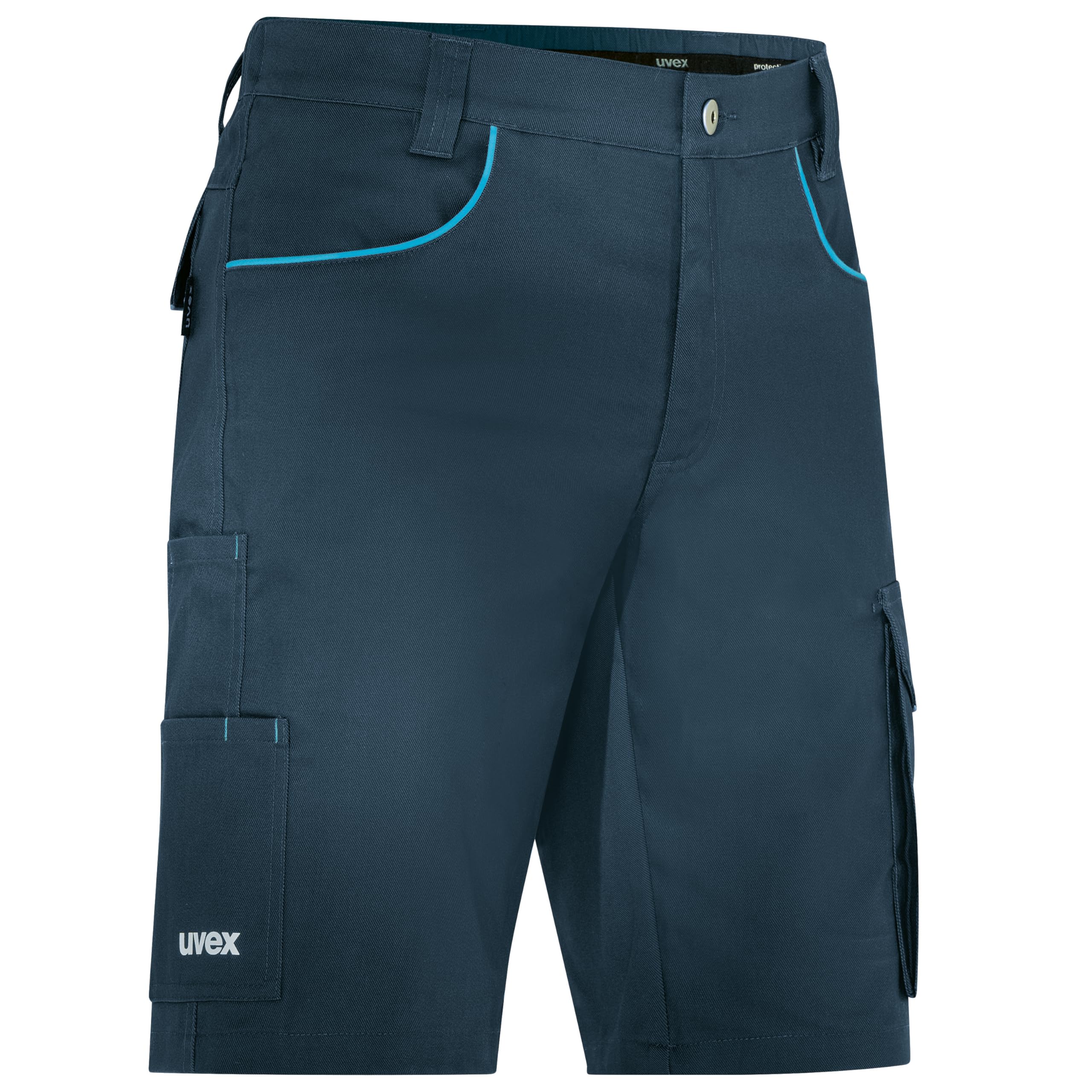 Uvex Tune-up Light Arbeitsshorts Herren – Leichter 2-Wege-Stretch - Bermuda - Nachtblau-türkis Gr 54