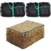 Riakrum 2 Pcs 47 x 20 x 20 Inch Large Square Bale Hay Net Horse | 5 Mm Mesh Fits 47x20x20 in Bales, Slow Feeder Cuts Waste, Black Net for Horse Mule Goat Cattle, Durable Feeding Bags