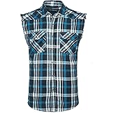 NUTEXROL Men's Casual Flannel Plaid Shirt Sleeveless Plus Size Vest