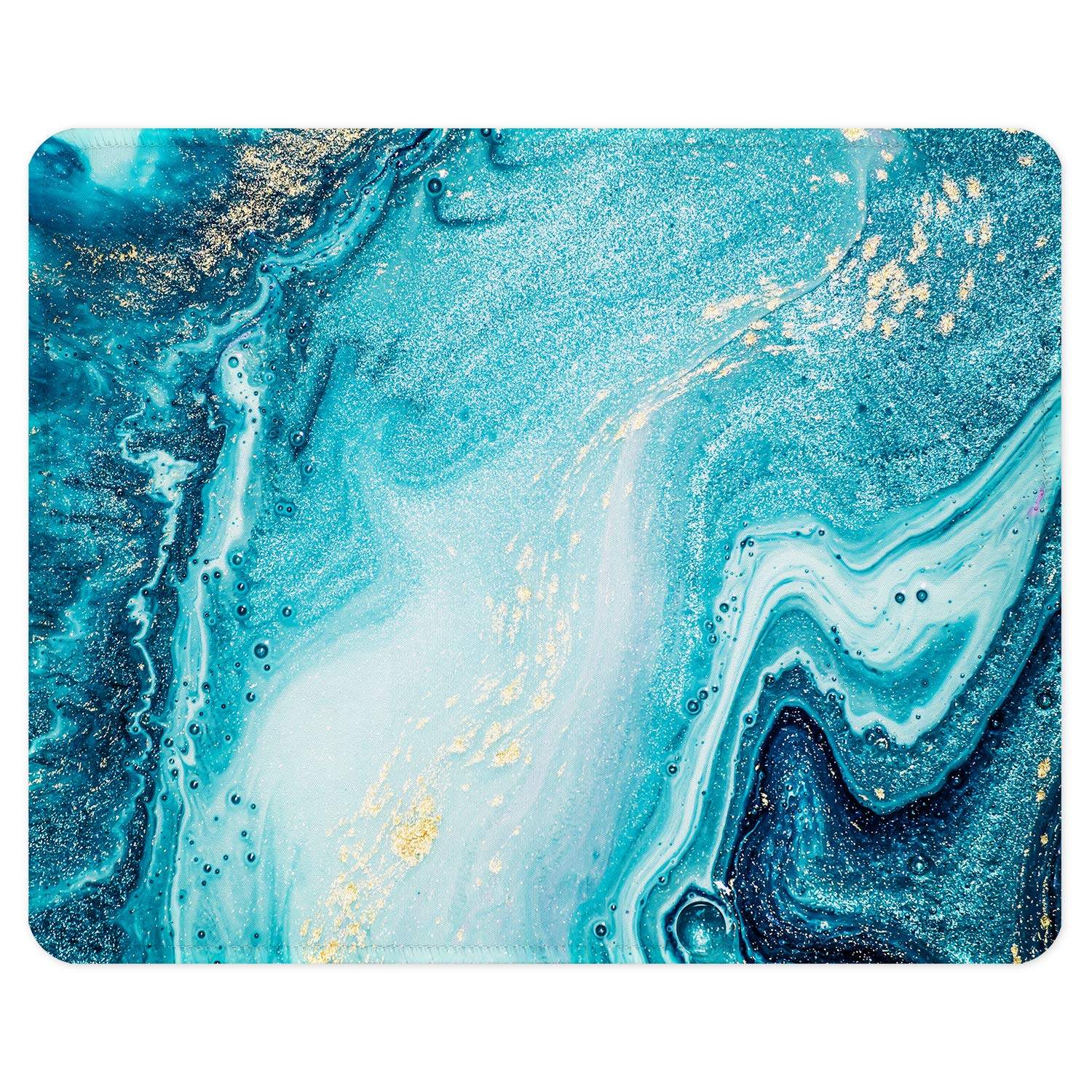 ITNRSIIET Gaming Mouse Pad with Stitched Edges, Premium-Textured Mouse Mat Pad, Non-Slip Rubber Base Mousepad for Laptop, Computer & PC, 260×210mm, Blue Marble Gold