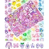 100PCS FIVEIZERO Cute Slime Charms Bulk Set – Kawaii Flatback Resin Charms for Crafts, Mini Decoden Acrylic Embellishments for Phone Junk Cases, Scrapbooking & DIY Decoration (Purple)