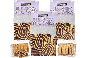 DARIOUS DATE COOKIE Darious Snack Co VEGAN and PALEO Blueberry Date Swirls for Delicious BreakFast, Slightly Sweet and Savory Snacks, All Natural Ingredients, Holiday Food Gifts, 3 Pack - 6 oz Each Bag