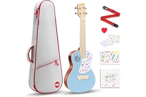 PICKAPICK 23" Concert Ukulele for kids and Adults with Gig bag, Lesson Book, Greeting Card, Felt Pick and Ukelele Strap (Sky Blue)