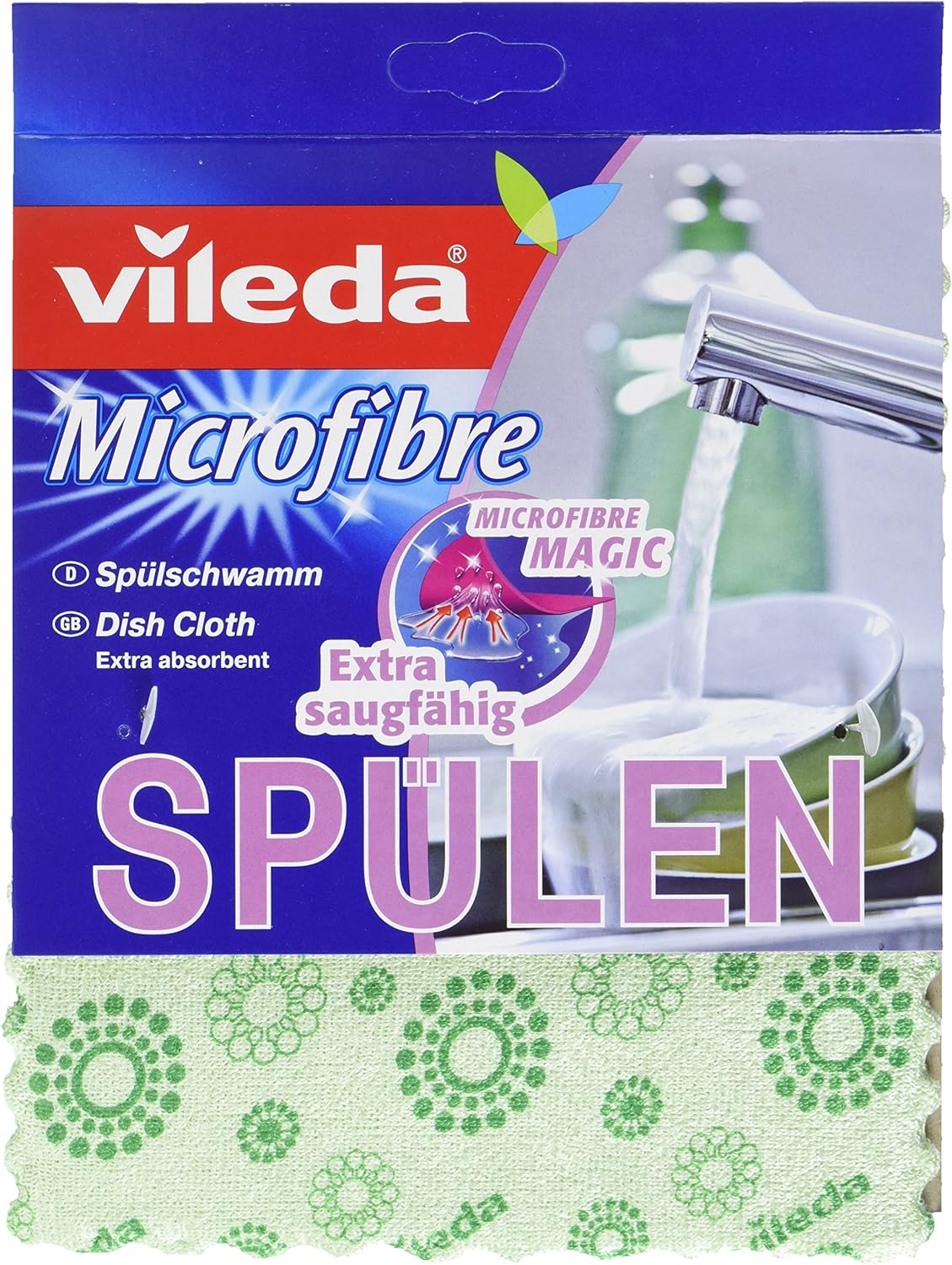 Vileda Microfaser Spülschwamm, besonders hohe Saugfähigkeit, 1 Farben und Muster