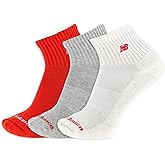 New Balance unisex-adults Men's and Women's Patch Logo Ankle Socks - 3 Pairs - Cushioned Moisture Wicking