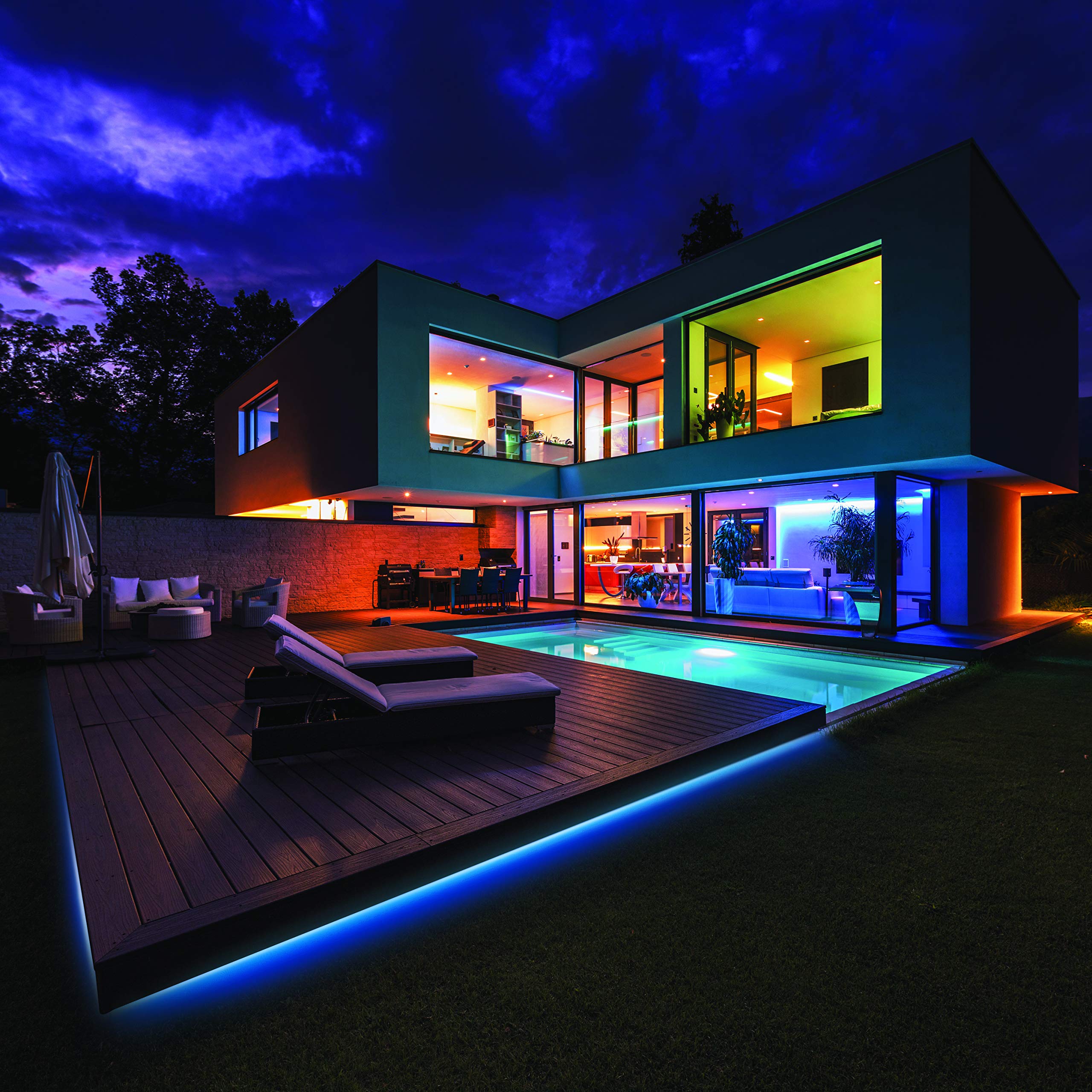 Merkury Innovations LED Strip Light Waterproof 120 LEDs 12 Ft RGB SMD 5050 LED Rope Lights Color