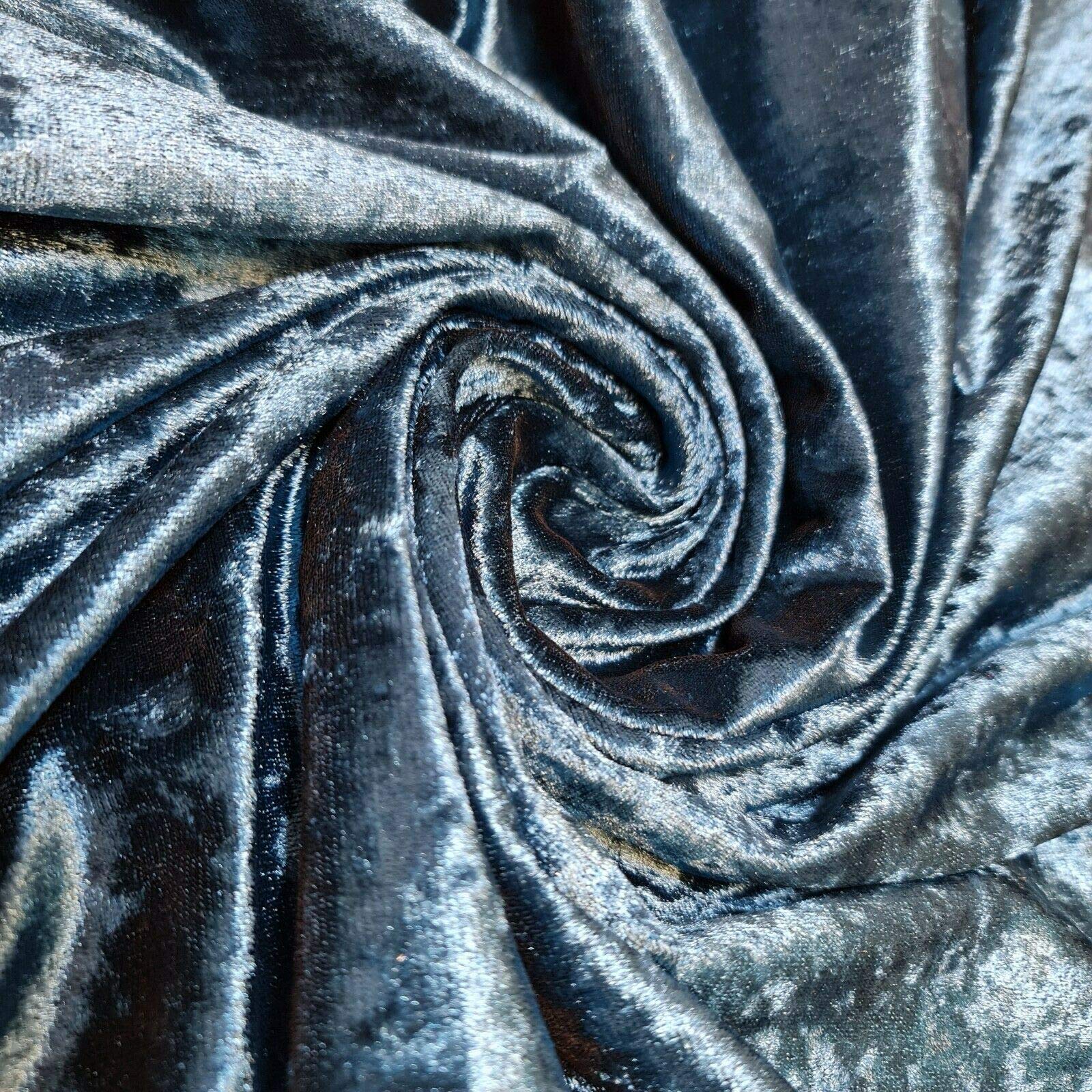 Luxurious Quality Soft Stretch Crush Velvet Dress Craft Fabric Material Suitable for Home Decor, Curtains, Upholstery & More 58" - 150 cm Wide Sold As Pre - Cut Lengths (Teal, 1 Meter)