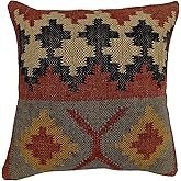 Trade Star Handwoven Square Kilim Pillow Cover Authentic Wool Jute Throw Pillow Case Decorative Outdoor Cushion Cover Rustic Boho Pillow Cover for Home Decor