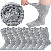 Geyoga 4 Pairs Extra Wide Seamless Socks Winter Warm Non Binding Loose Calf Socks Women Men Swollen Feet Edema Ankles, 9-13(Gray)
