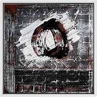 SIGNWIN Framed Canvas Wall Art White Paint with Black and Red Circle Abstract Texture Modern Art Industrial Dramatic for Living Room, Bedroom, Office - 16