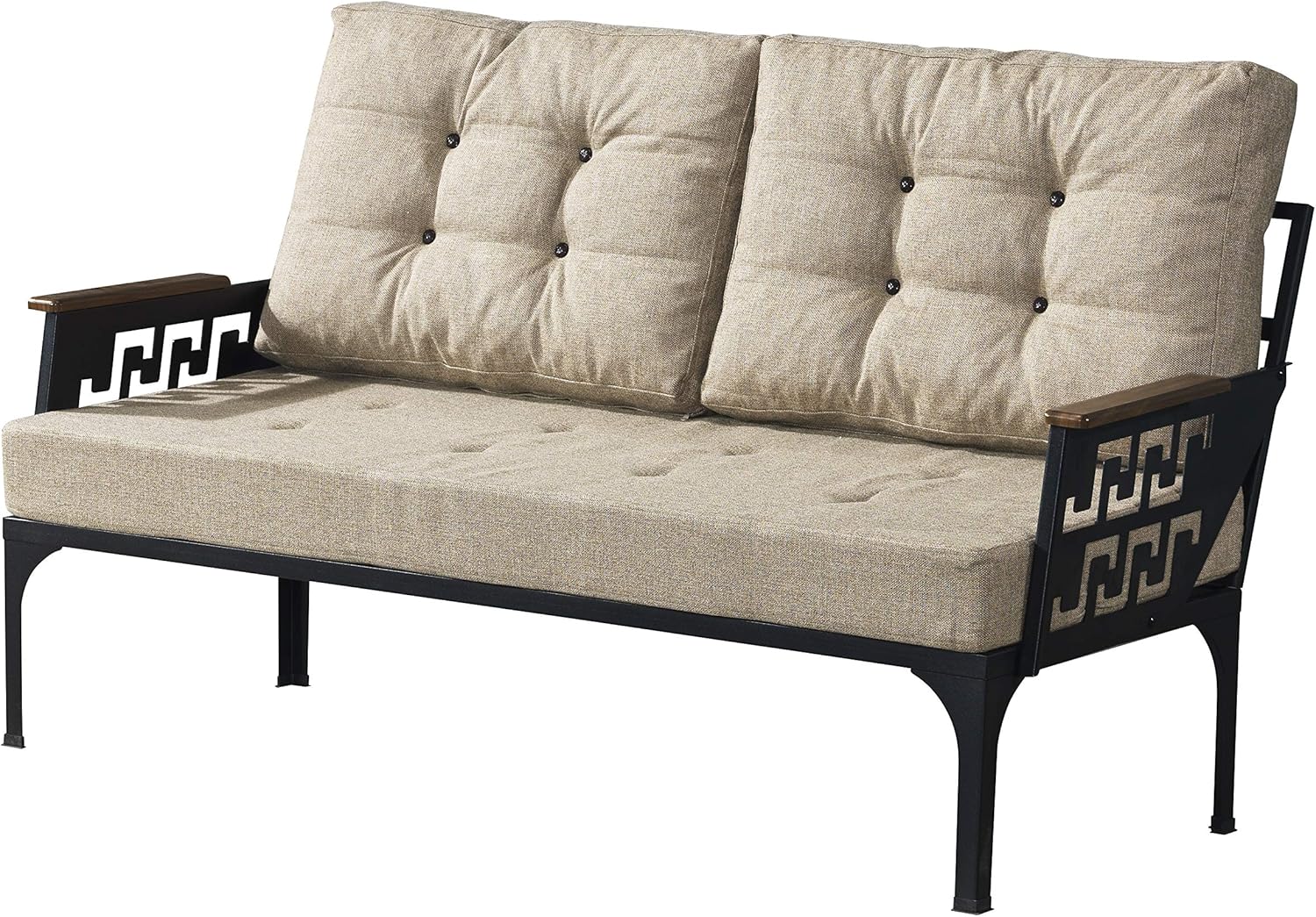 Line Patio Love Seat Outdoor Indoor Use Garden Balcony Poolside Lawn Backyard Metal Furniture Sectional Corner Sofa Modern Bistro Bench Seat (Anthracite) : Garden & Outdoor