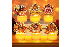 NAWITDA 12 PCS Turkey Tea Lights Candles Thanksgiving Table Decorations, LED Flameless Tealight Candles Battery Operated Thanksgiving Decorations Centerpieces Turkey for Table Home Indoor Party Decor Gifts