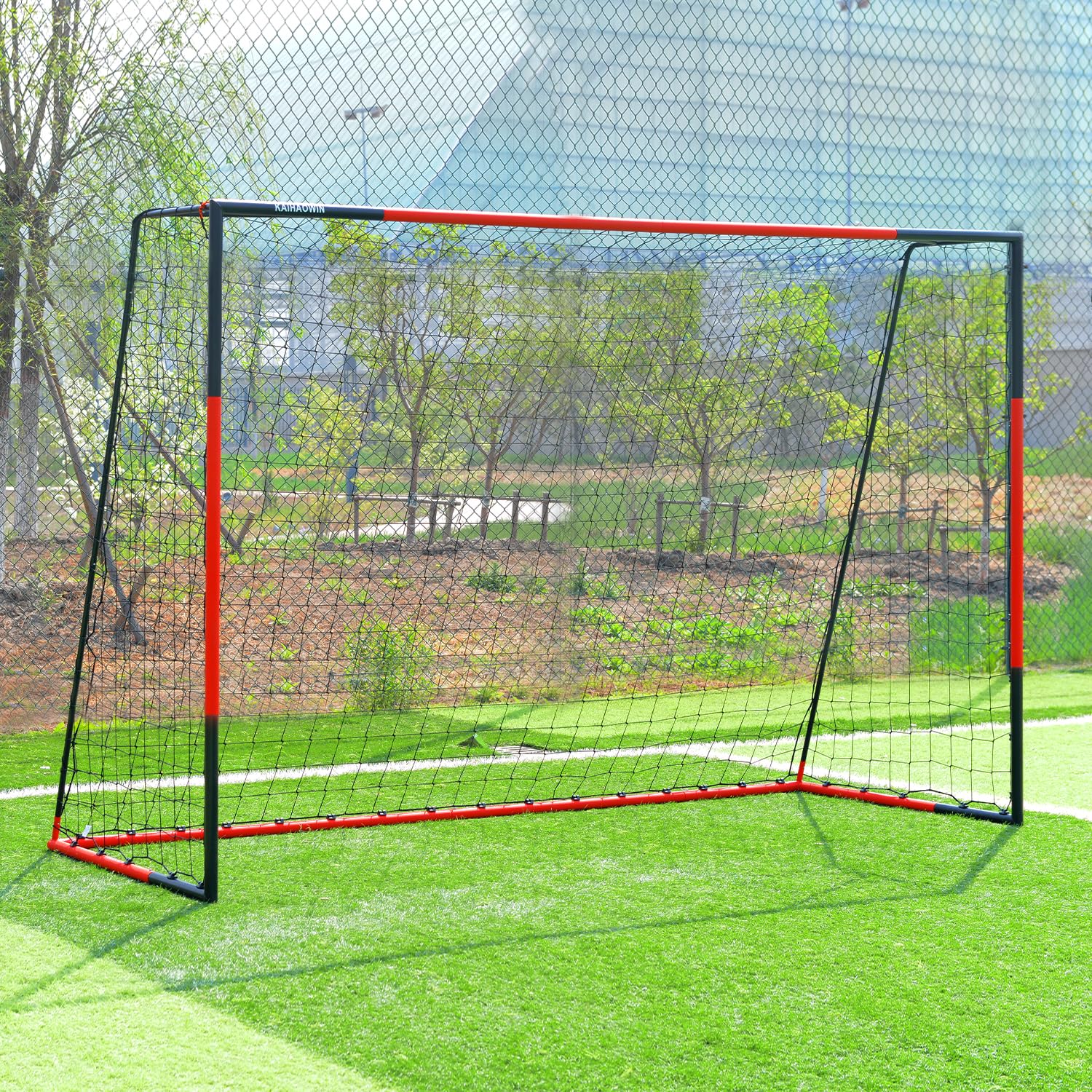 Photo 1 of Soccer Goal 3'x2.5'|6'x4'|8'x6'|10'x6.6'-KAIHAOWIN Steel Frame Goal All Weather Soccer Net-Quick Assembly Durable Training Sports Soccer Goals for Backyard Indoor Outdoor-Heavy Duty Metal Soccer Goals