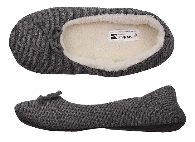 WALKX Hausballerinas Damen Hausschuhe Ballerinas Rosa Grau Blau