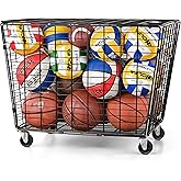 Mythinglogic Rolling Ball Storage Cart, Sports Equipment Storage Organizer for Garage/Basement/Entryway, Ball Storage Bin with Casters (Extra Large)