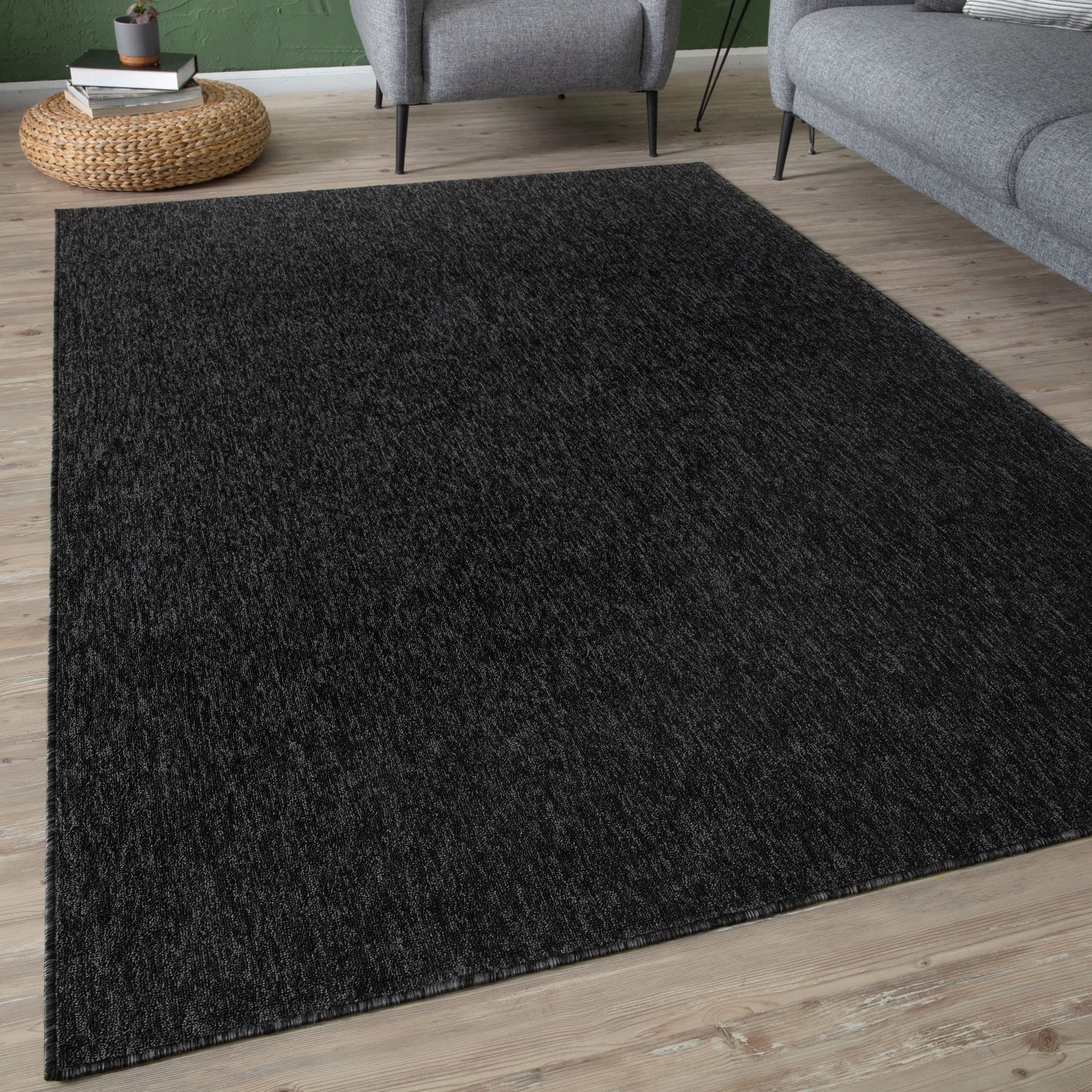 THE RUGS Low Pile Area Rugs – Modern Indoor Rugs for Living Room, Bedroom, Dining Room, Entryway – Non-Shedding (Dark Grey, 120x170 cm)