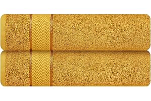 CRAFTBERRY Luxury Bath Sheets| 100% Cotton| Soft, Plush, Thick, Fluffy, Highly Absorbent, Quick Dry| Home, Gym, Pool, Hotel, Shower | Oversized Large Towel Set for Bathroom| Set of 2| 35 x 70| - Gold / Golden