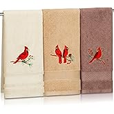 SmoothNovelty 3 Pcs Cardinal Hand Towels for Bathroom Birds Kitchen Towels Absorbent for Bird Lovers Women Bathroom Kitchen Nursery Drying Cleaning Holiday Decor, 13.3" x 29.5"