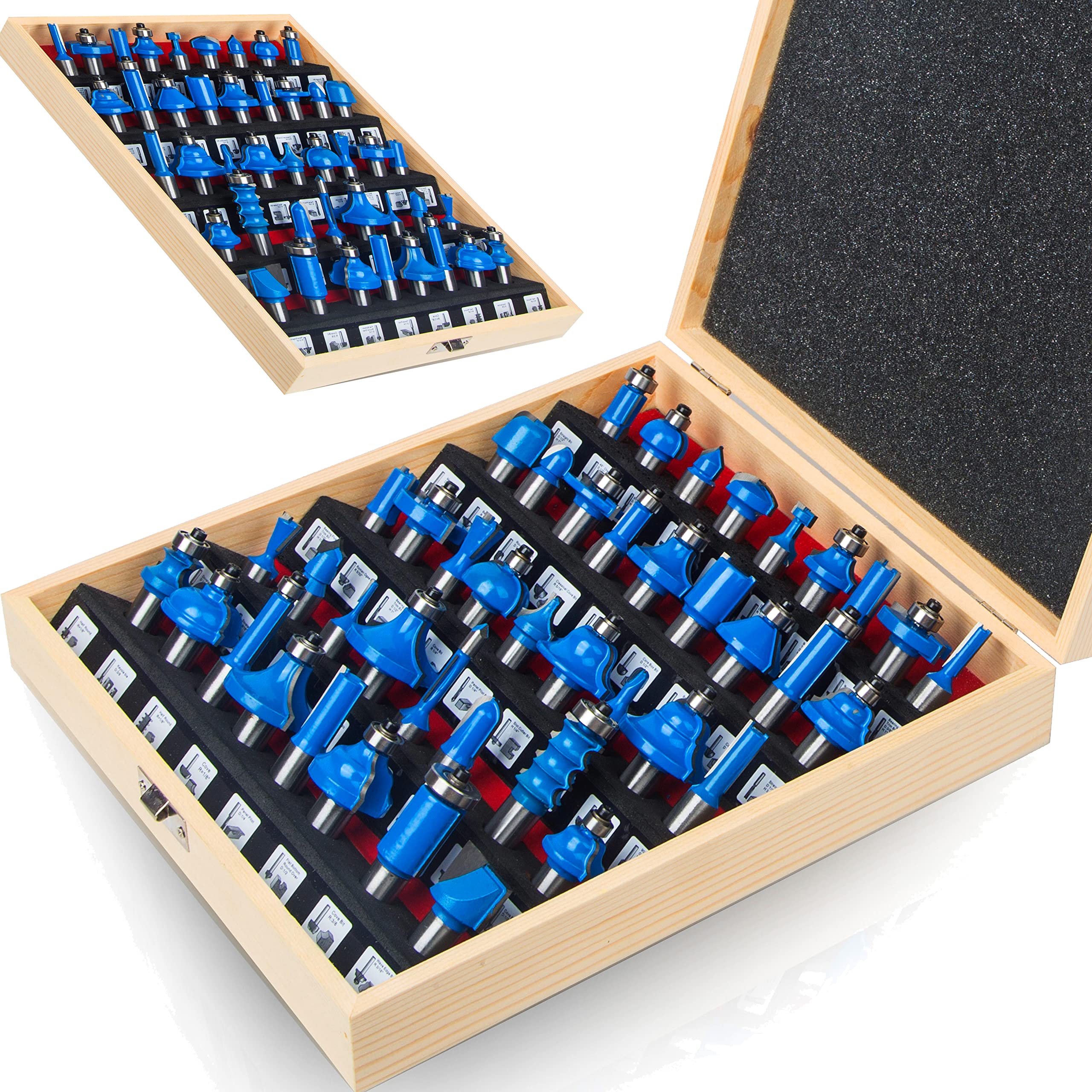 LEATBUY Router Bit Set 1/2-Inch Shank , 43 pcs Round Panel Cabinet Door Ogee Rail Stile Router Bits, Woodworking Wood Cutter, Table Carbide Groove Tongue Milling Tool(1/2-Shape)